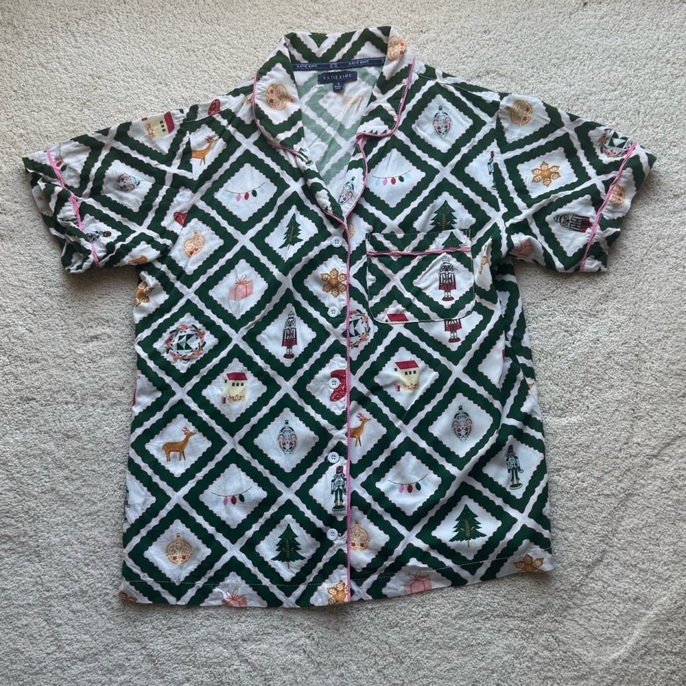 Katie Kime Small Holiday Story Women’s Pajama Shirt